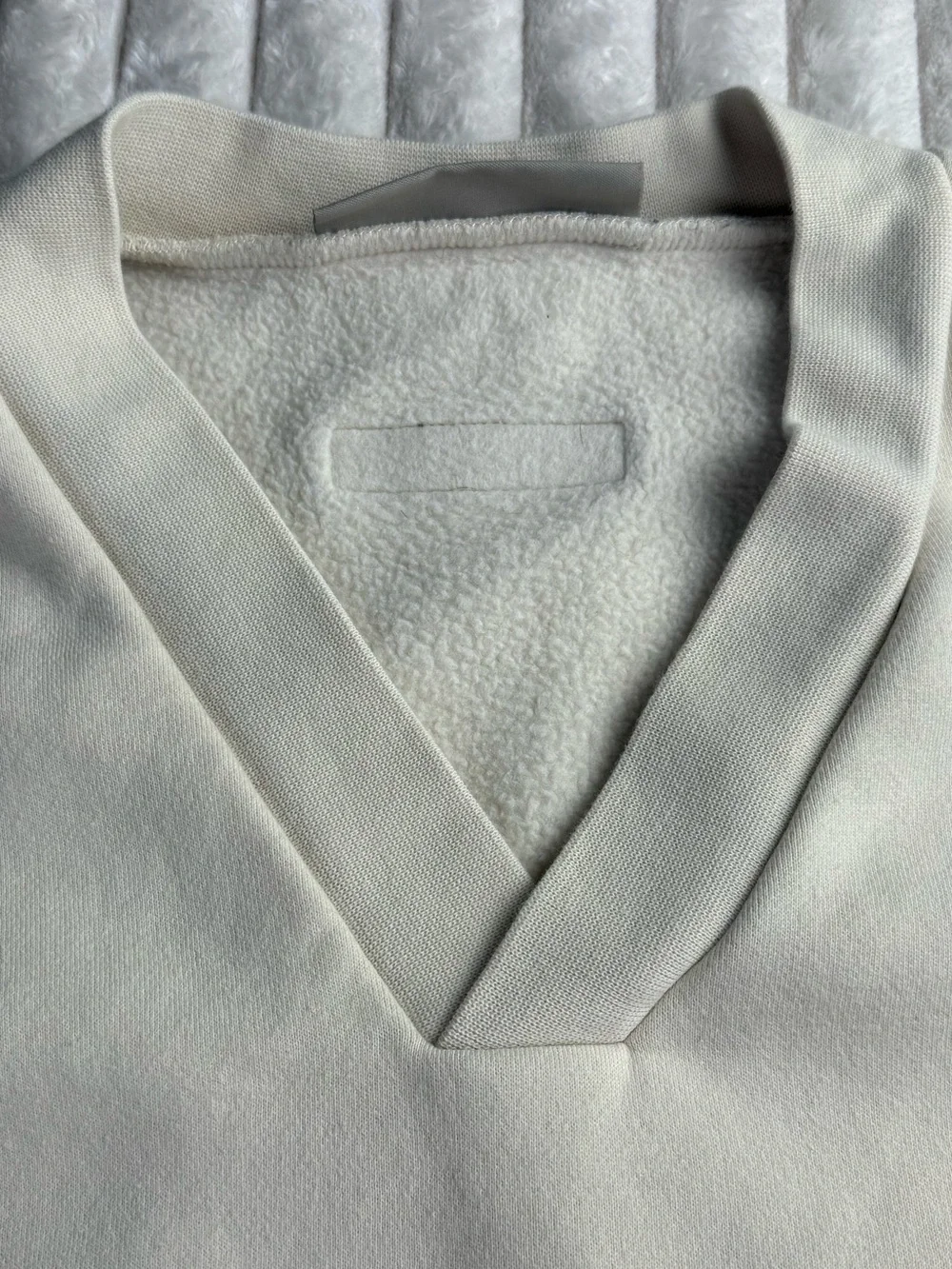 FOG Fear of God Essentials V Neck Sweatshirt Vest Off White Cream S Oversized